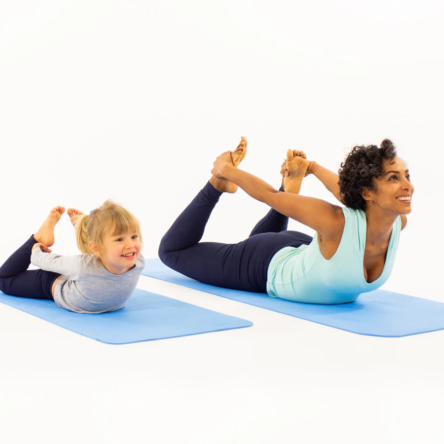 Set Yoga mama si copil saltele asortate si carduri incluse Wave albastru - 2 | YEO