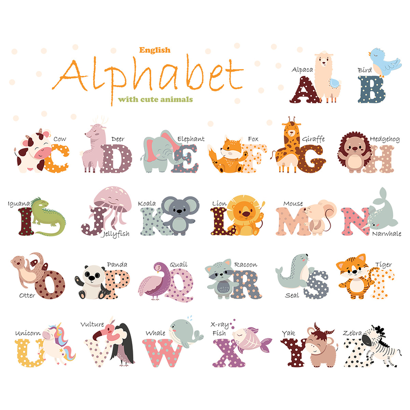 Sticker decorativ pentru copii autoadeziv Alfabetul Animalelor 65 x 100 cm - 7