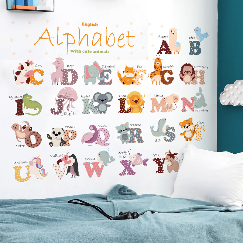 Sticker decorativ pentru copii autoadeziv Alfabetul Animalelor 65 x 100 cm - 1 | YEO