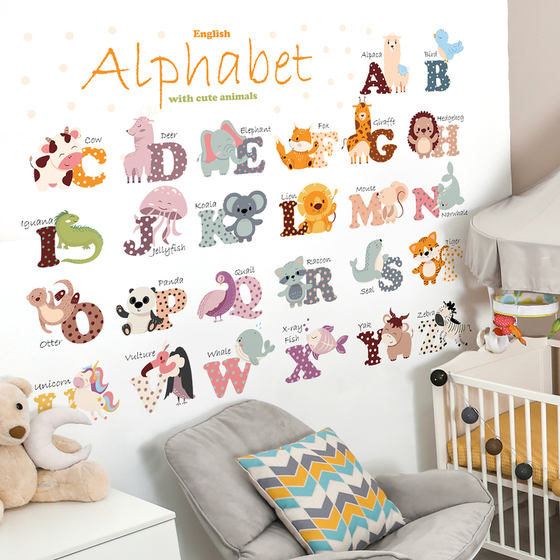 Sticker decorativ pentru copii autoadeziv Alfabetul Animalelor 65 x 100 cm - 2 | YEO