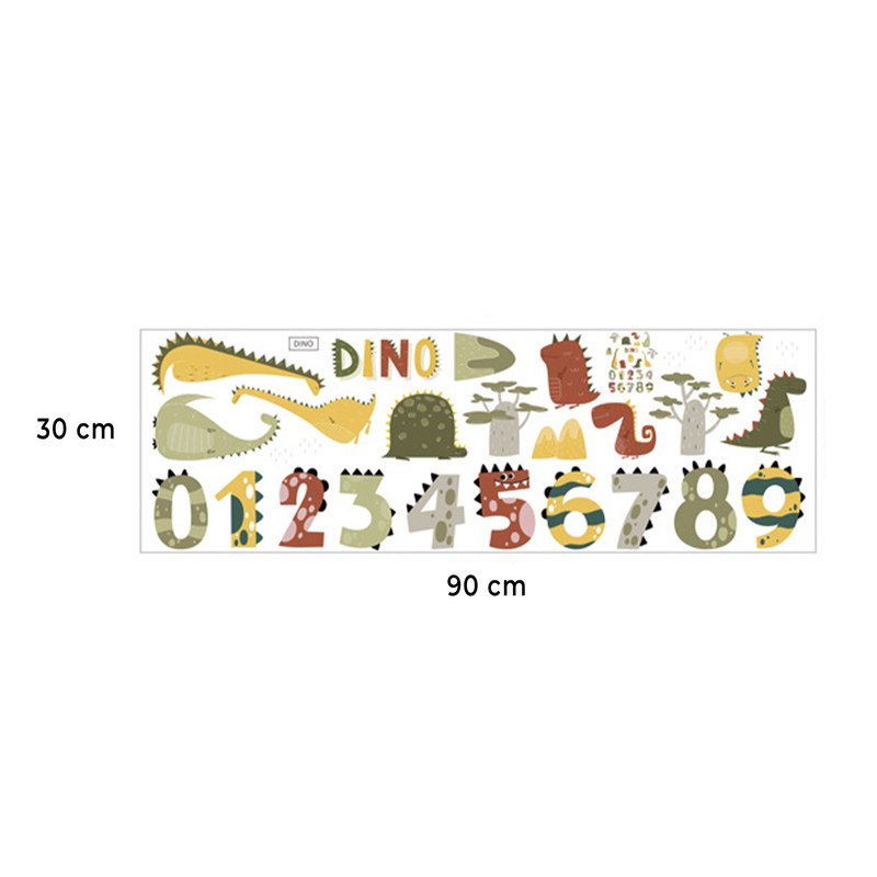 Sticker decorativ pentru copii autoadeziv Numerele lui Dino 63x63 cm - 5