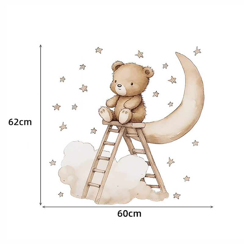 Sticker decorativ pentru copii autoadeziv Ursuletul Teddy pe scara 62x60 cm - 4