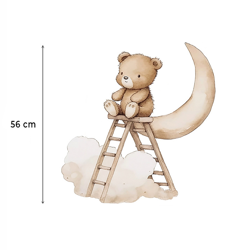 Sticker decorativ pentru copii autoadeziv Ursuletul Teddy pe scara 62x60 cm - 5