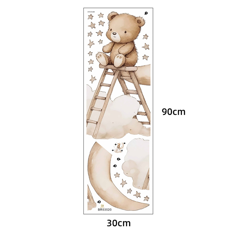 Sticker decorativ pentru copii autoadeziv Ursuletul Teddy pe scara 62x60 cm - 6