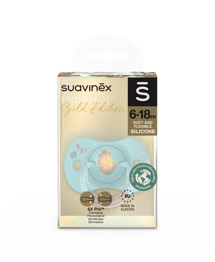 Suzeta fiziologica SX Pro din silicon 6-18 luni Albastru Gold Premium - 1 | YEO