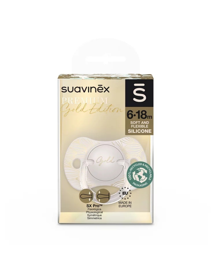 Suzeta fiziologica SX Pro din silicon 6-18 luni Gri Gold Premium - 1 | YEO