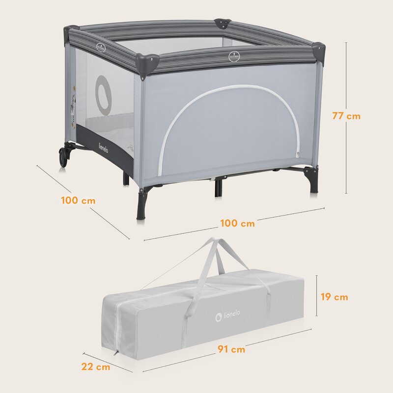 Tarc de joaca copii Lionelo Bonnie 100 x 100 cm gri deschis - 8