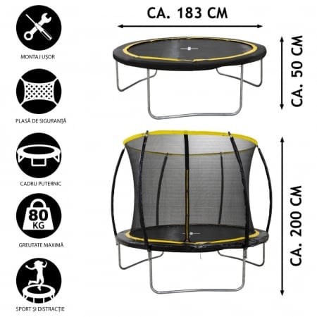 Trambulina cu plasa de siguranta Dunlop 183x50 cm - 1 | YEO