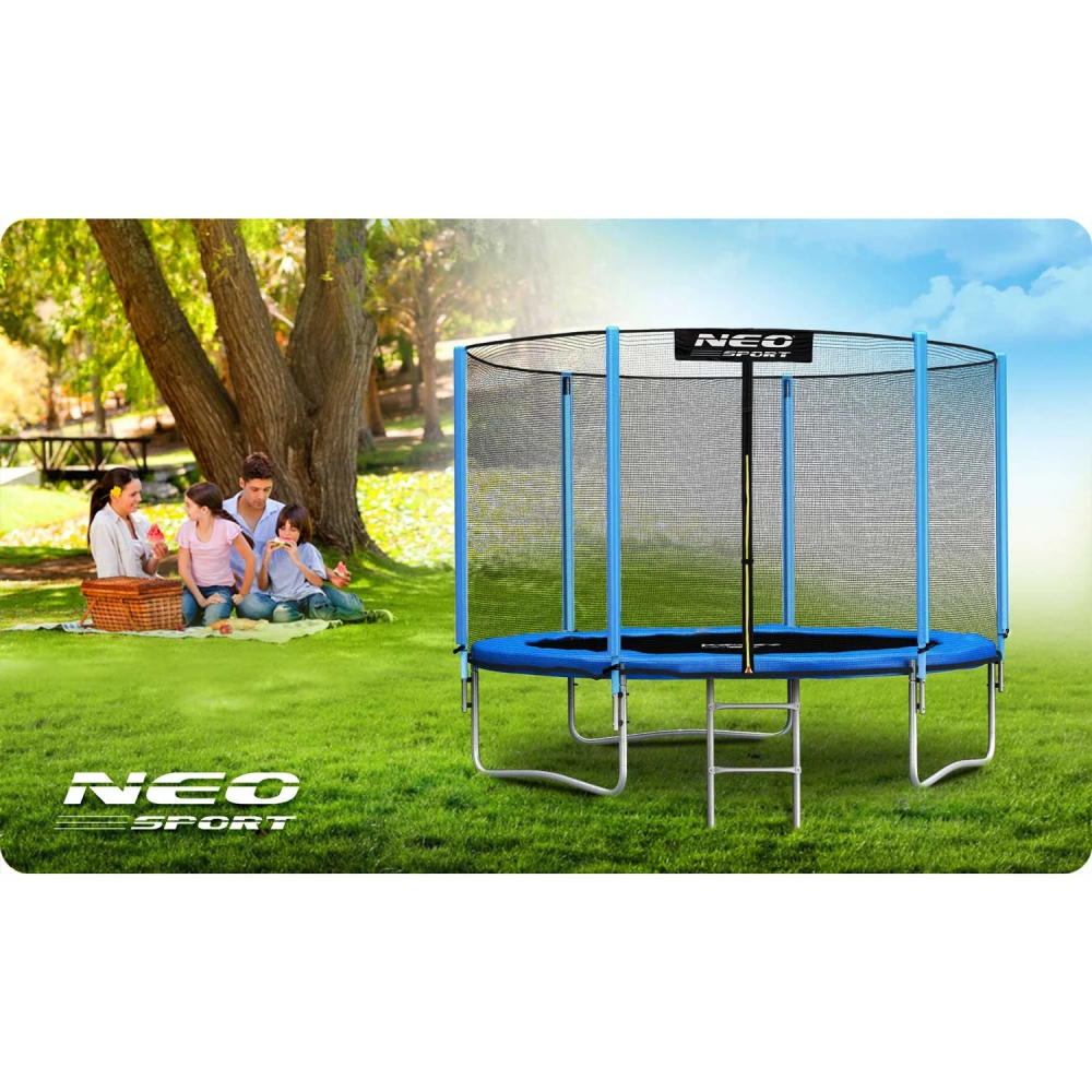 Trambulina de gradina cu plasa exterioara si scara 312cm 10FT Neo-Sport Albastru - 1 | YEO