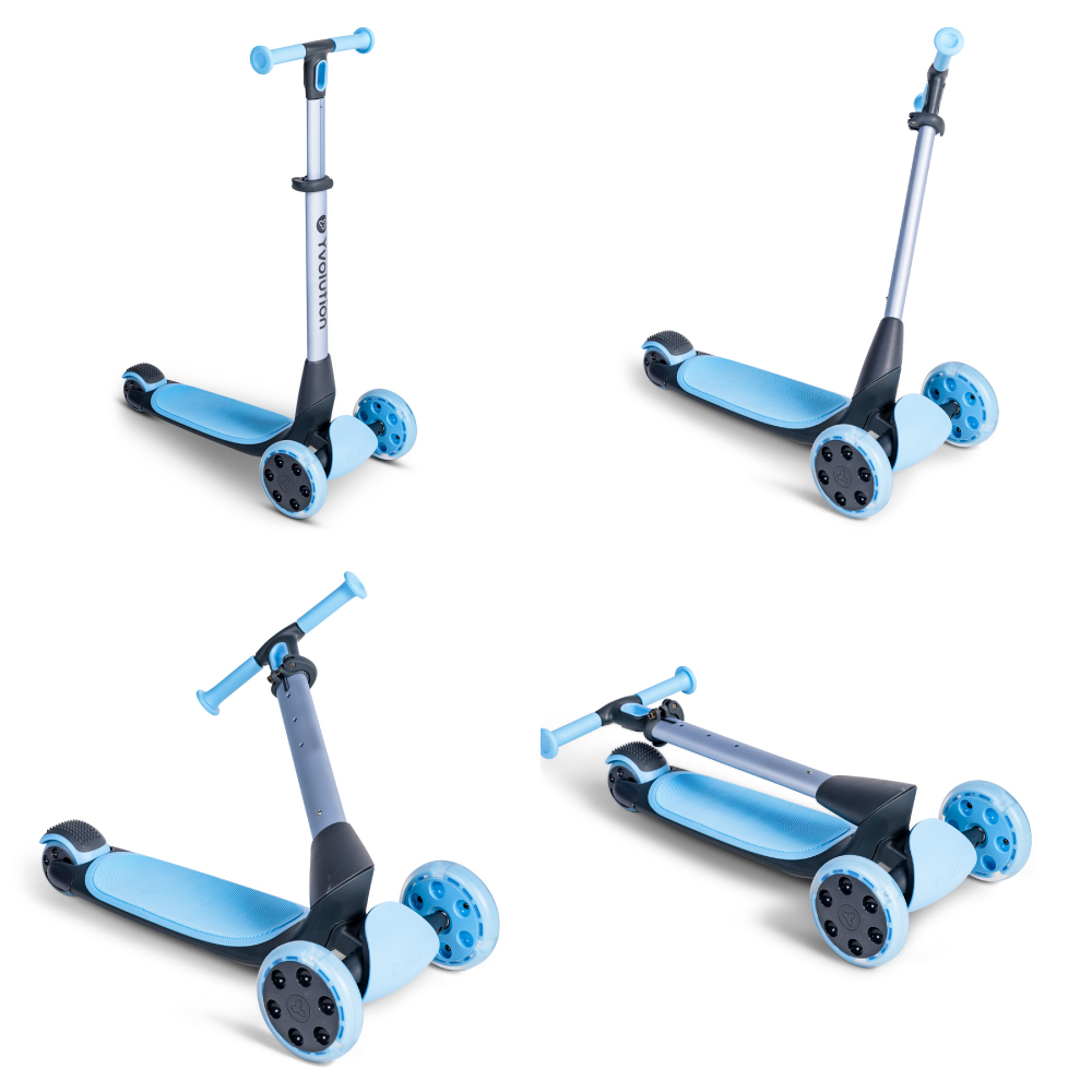 Trotineta 5 in 1 Yvolution Y Glider Luna blue cu spatiu depozitare, roti luminoase, greutate admisa 50 kg - 2 | YEO