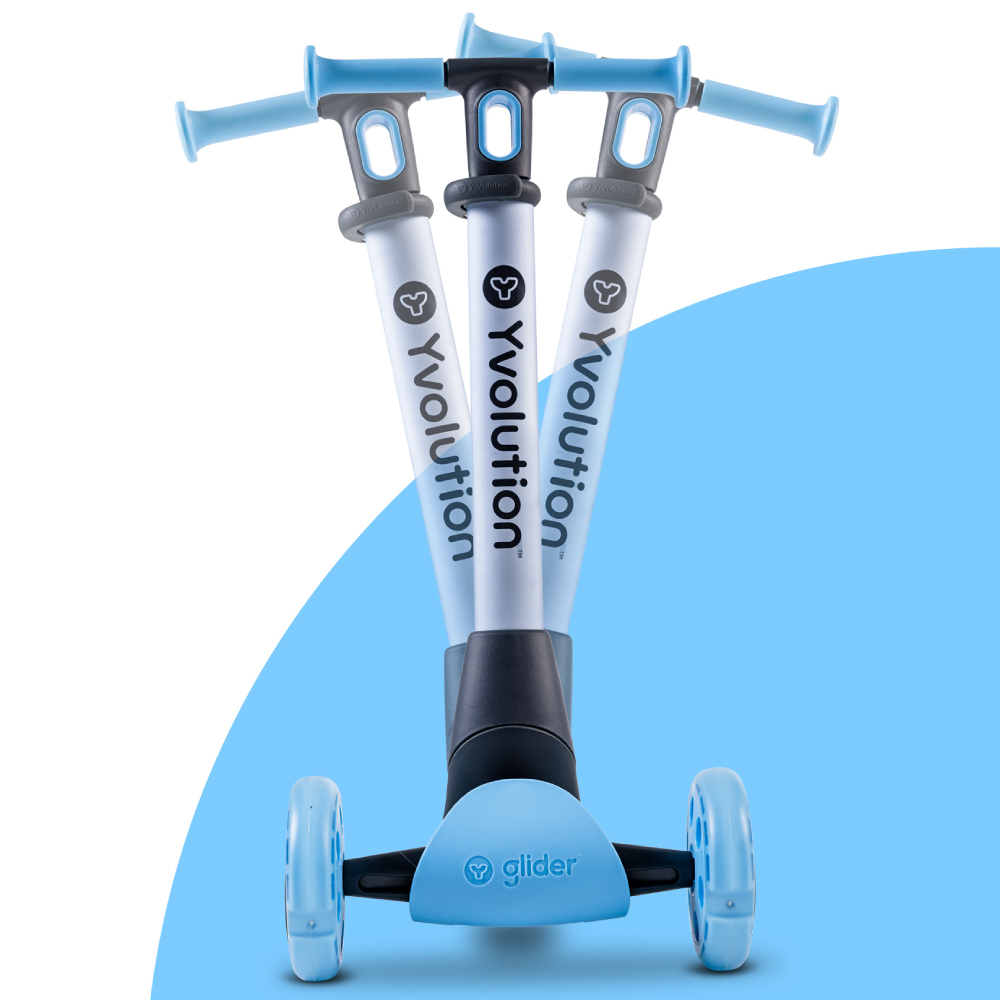 Trotineta 5 in 1 Yvolution Y Glider Luna blue cu spatiu depozitare, roti luminoase, greutate admisa 50 kg - 4