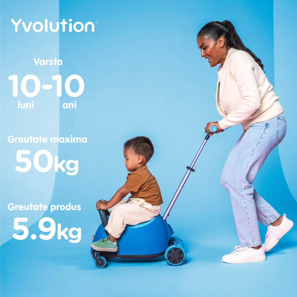 Trotineta 5 in 1 Yvolution Y Glider Luna blue cu spatiu depozitare, roti luminoase, greutate admisa 50 kg - 5