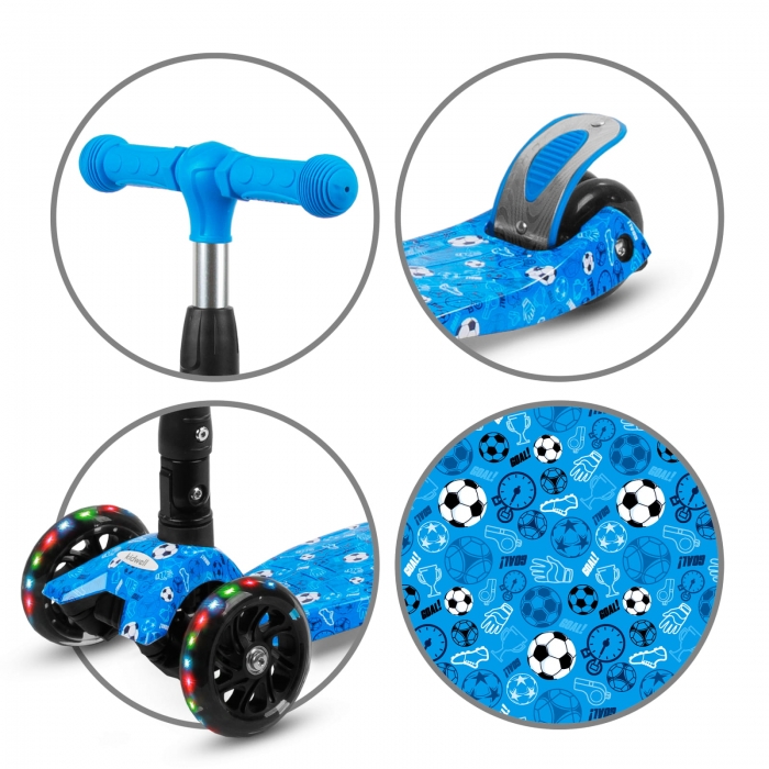 Trotineta pentru copii Kidwell Vento Fotball pliabila, cu suspensie, roti cu led, ghidon din aluminiu reglabil, greutate admisa 50 kg, varsta 3 ani+ - 5