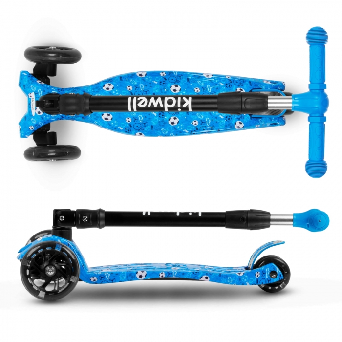 Trotineta pentru copii Kidwell Vento Fotball pliabila, cu suspensie, roti cu led, ghidon din aluminiu reglabil, greutate admisa 50 kg, varsta 3 ani+ - 6