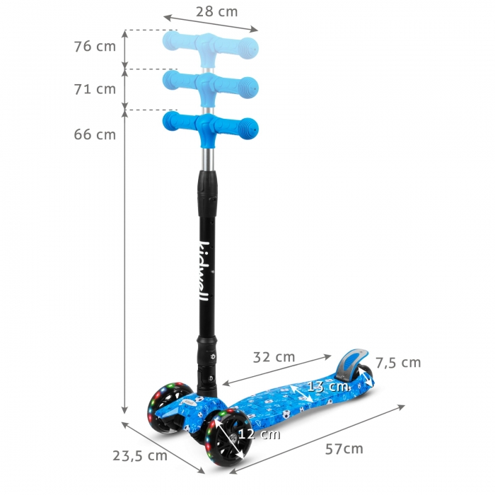Trotineta pentru copii Kidwell Vento Fotball pliabila, cu suspensie, roti cu led, ghidon din aluminiu reglabil, greutate admisa 50 kg, varsta 3 ani+ - 7