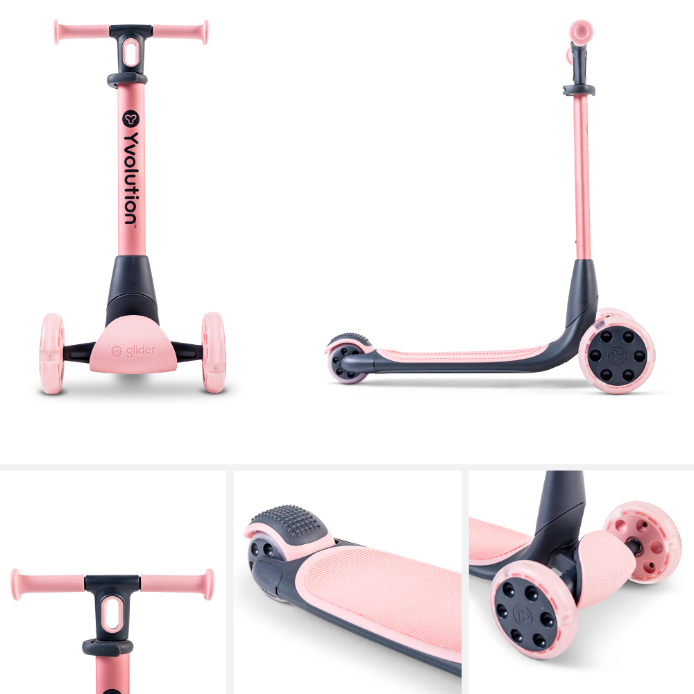 Trotineta cu 3 roti Yvolution Y Glider Nua pink, pliabila, roti Led, ghidon reglabil, greutate admisa 50 kg - 1 | YEO