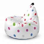 Fotoliu Updeco Puf Bean Bag tip Big Chill alb cu buline multicolore