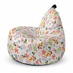 Fotoliu Updeco Puf Bean Bag tip Big Chill alb cu flori multicolore