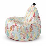 Fotoliu Updeco Puf Bean Bag tip Big Chill alb cu pere multicolore