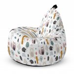 Fotoliu Updeco Puf Bean Bag tip Big Chill arici si vulpe alb