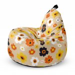 Fotoliu Updeco Puf Bean Bag tip Big Chill daisy fundal beige