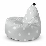 Fotoliu Updeco Puf Bean Bag tip Big Chill gri cu buline albe