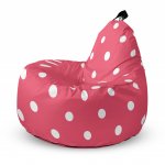 Fotoliu Updeco Puf Bean Bag tip Big Chill roz cu buline albe