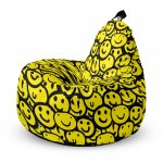 Fotoliu Updeco Puf Bean Bag tip Big Chill smiley galben