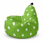 Fotoliu Updeco Puf Bean Bag tip Big Chill verde cu buline albe