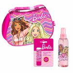 Gentuta cosmetica Barbie cu balsam de buze si spray pentru corp