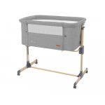 Patut Co-Sleeper cu roti si inaltime reglabila KikkaBoo Amaris Light Grey