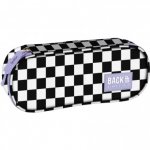 Penar oval BackUp compartimentat negru cu violet 23 x 9 x 5cm