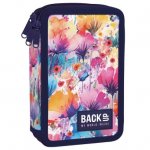 Penar triplu echipat si compartimentat cu accesorii Backup floral 20x13x7cm