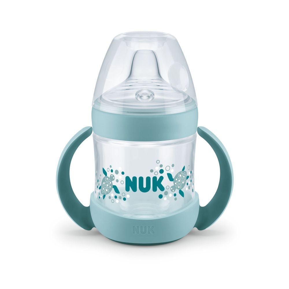 Biberon Nuk Nature Sense cu tetina de invatare vernil 150ml