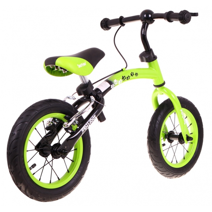 Bicicleta fara pedale cu frana, cadru variabil si roti gonflabile Boomerang SporTrike verde