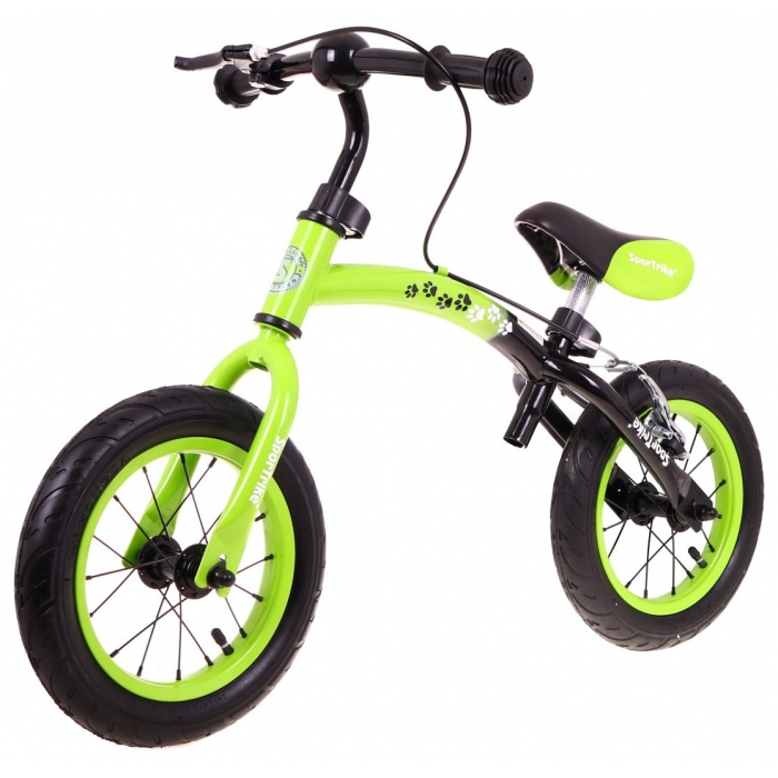 Bicicleta fara pedale cu frana, cadru variabil si roti gonflabile Boomerang SporTrike verde - 1