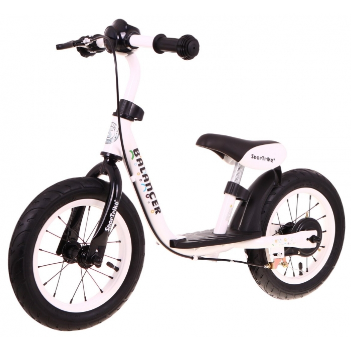 Bicicleta fara pedale cu frana, suport picioare si roti gonflabile Balancer SporTrike alb - 1 | YEO