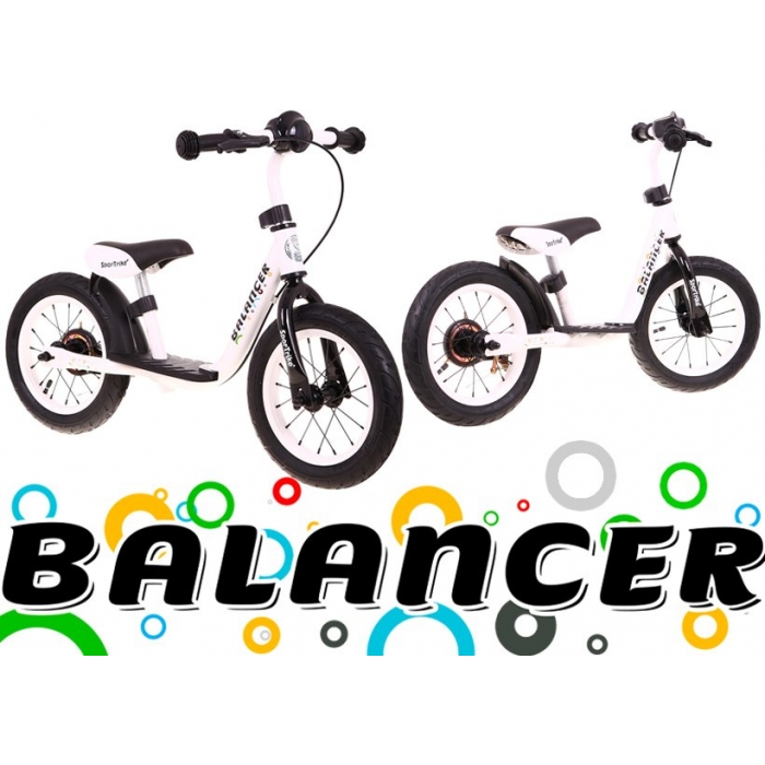 Bicicleta fara pedale cu frana, suport picioare si roti gonflabile Balancer SporTrike alb - 3