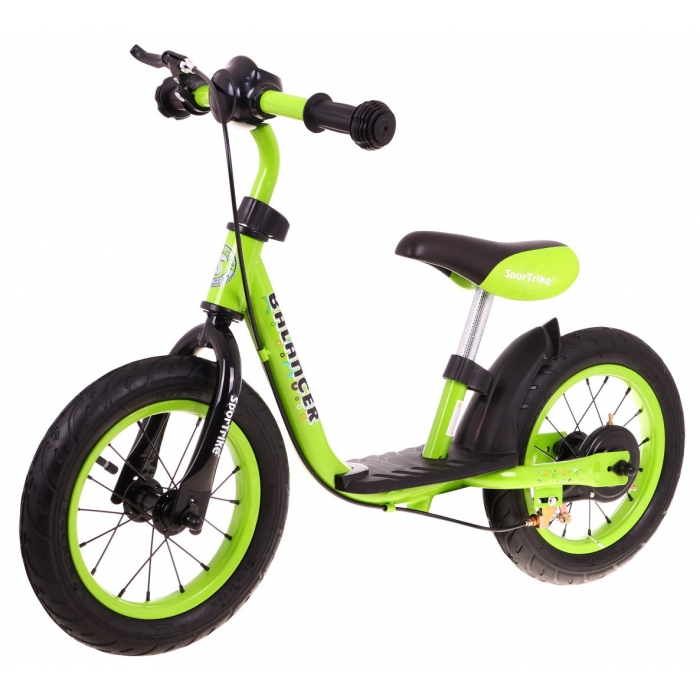 Bicicleta fara pedale cu frana, suport picioare si roti gonflabile Balancer SporTrike verde - 2