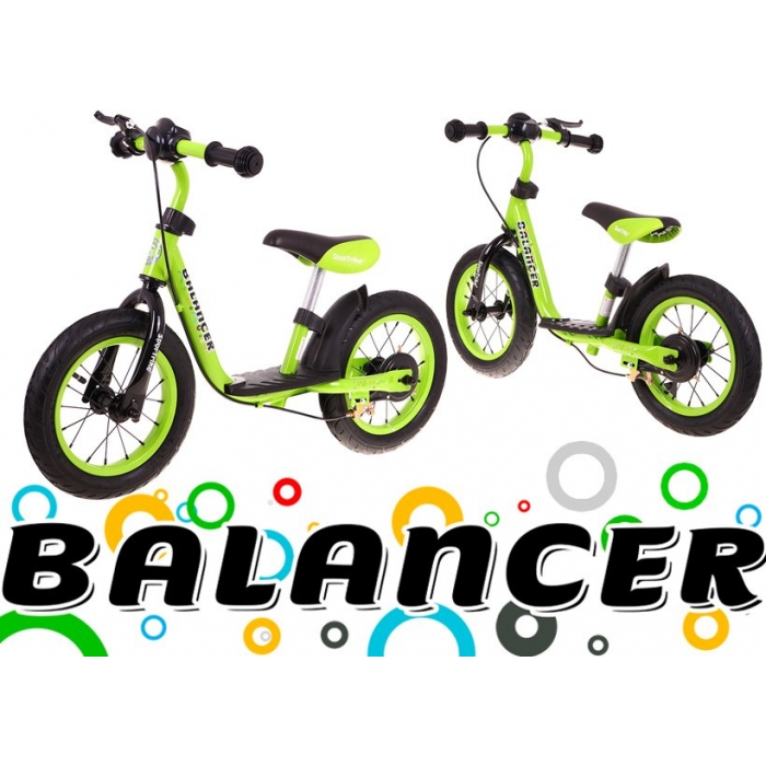 Bicicleta fara pedale cu frana, suport picioare si roti gonflabile Balancer SporTrike verde - 3