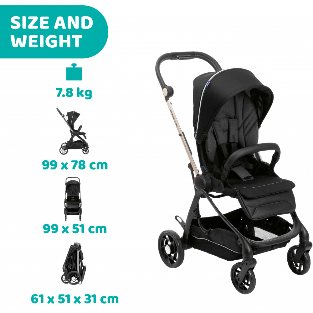 Carucior copii 4 in 1 Chicco One4Ever cu scaun auto Kory Plus ISize Pirate Black - 6