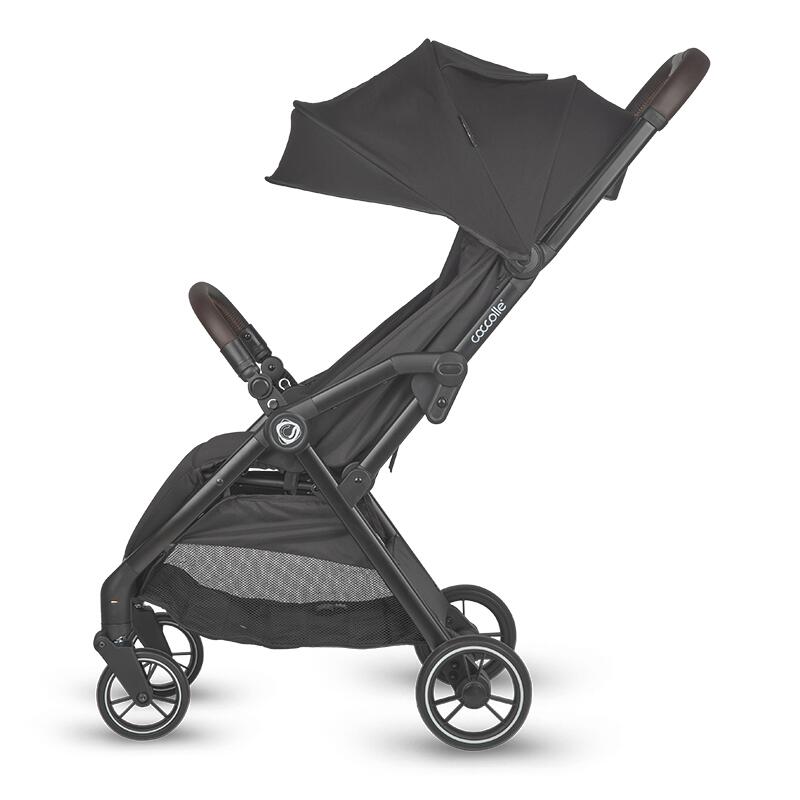 Carucior sport cu pliere compacta automata Coccolle Arella, Cadru aluminiu, Roti detasabile, Spatar reglabil, Prrotectie UV, Centura de siguranta in 5 puncte, Copertina extensibila, Ventilatie, Sarcina maxima 22 kg, Jet Black