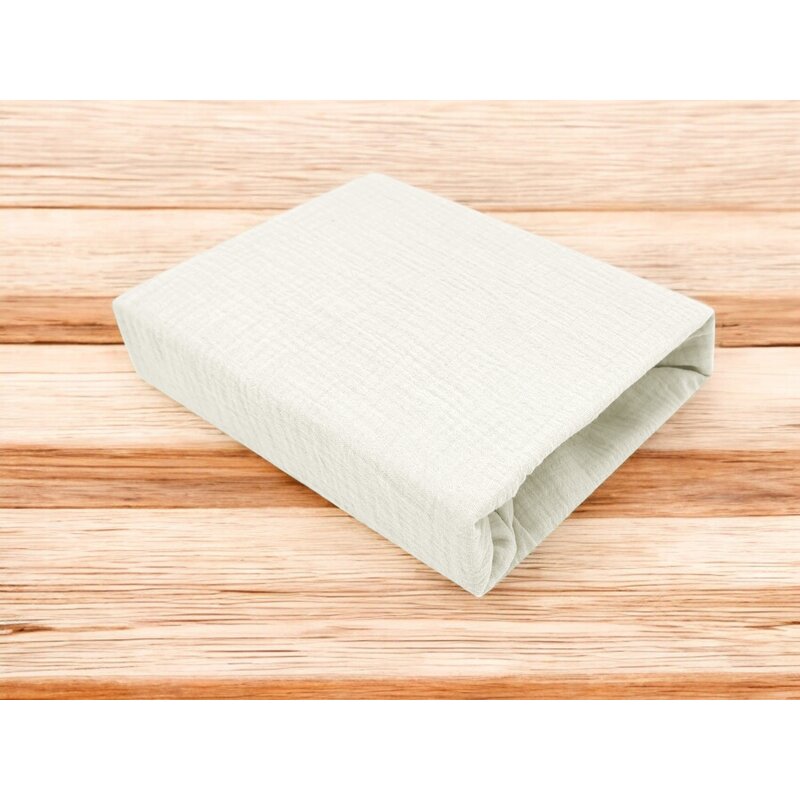 Cearceaf cu elastic MimiNu pentru patut 120x60 cm din bumbac Cream - 1 | YEO