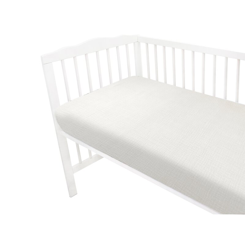 Cearceaf cu elastic MimiNu pentru patut 120x60 cm din bumbac Cream