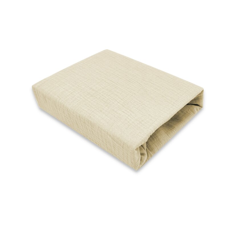 Cearceaf cu elastic MimiNu pentru patut 120x60 cm din bumbac Warm beige