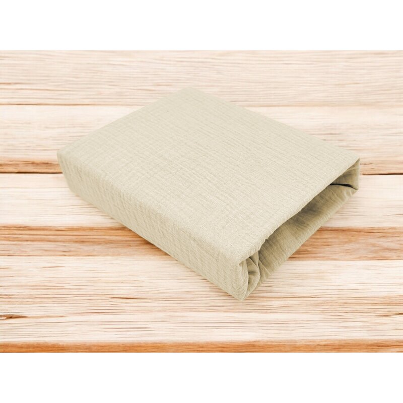 Cearceaf cu elastic MimiNu pentru patut 140x70 cm din bumbac Warm beige - 1 | YEO