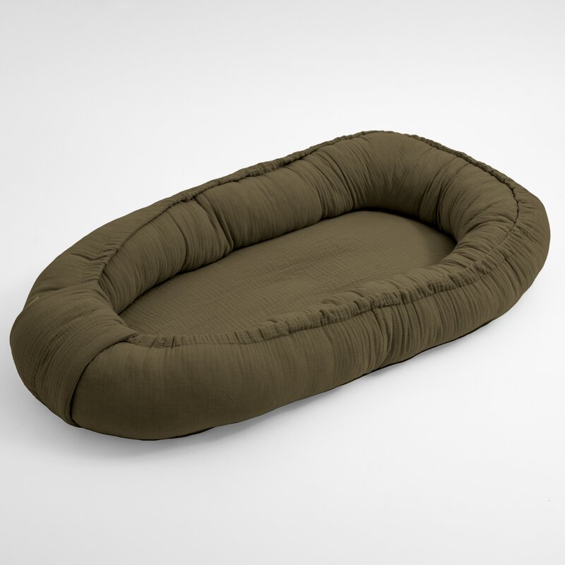 Cosulet bebelus New Baby Baby Nest 80 x 50 cm din muselina khaki