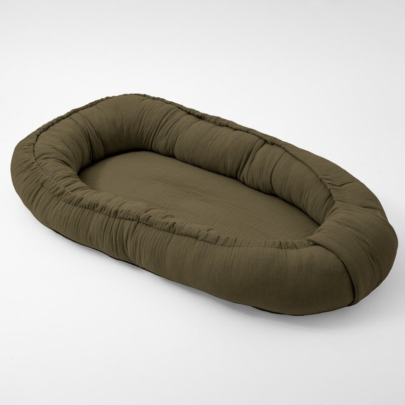Cosulet bebelus New Baby Baby Nest 80 x 50 cm din muselina khaki - 2