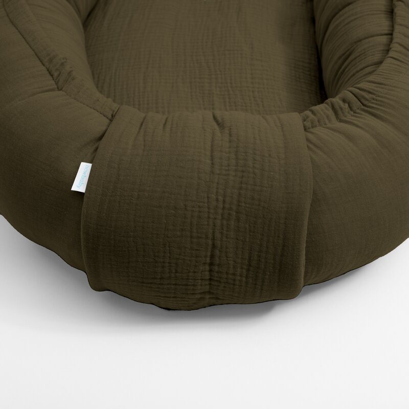 Cosulet bebelus New Baby Baby Nest 80 x 50 cm din muselina khaki - 3
