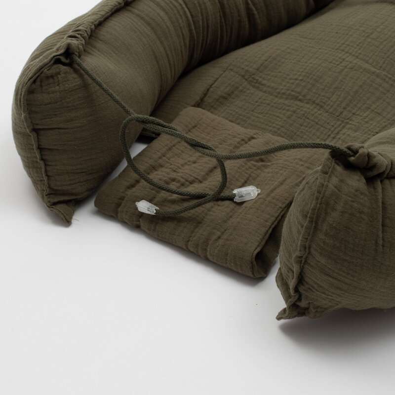 Cosulet bebelus New Baby Baby Nest 80 x 50 cm din muselina khaki - 4